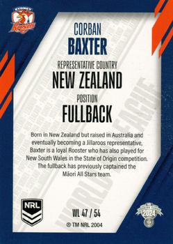 2024 NRL Traders Titanium - World In League #WL47 Corban Baxter Back